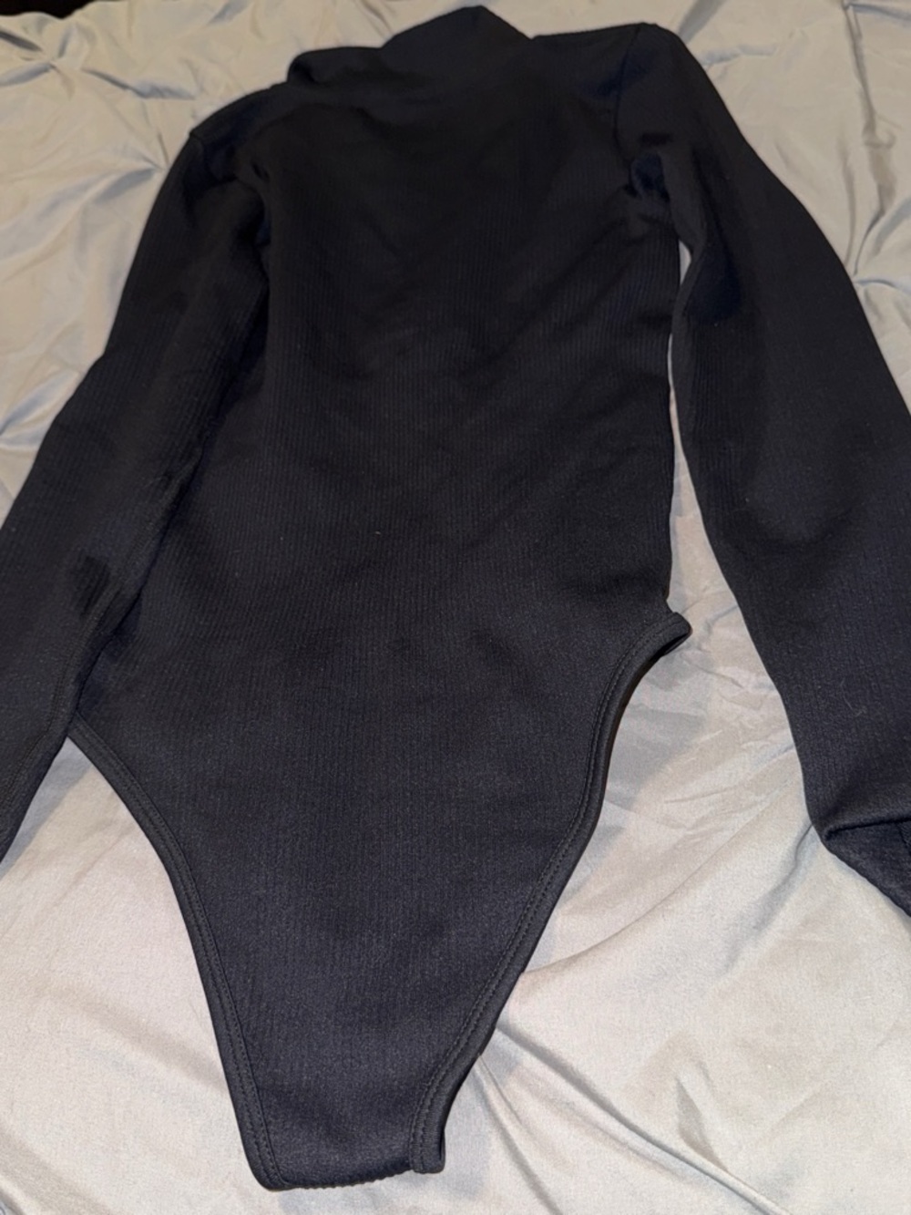 Classic Black Ribbed Long-Sleeve Bodysuit